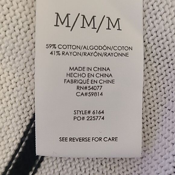 CABI Turnabout Button Up Cardigan Cream & Black Stripes Size M - Picture 10 of 12